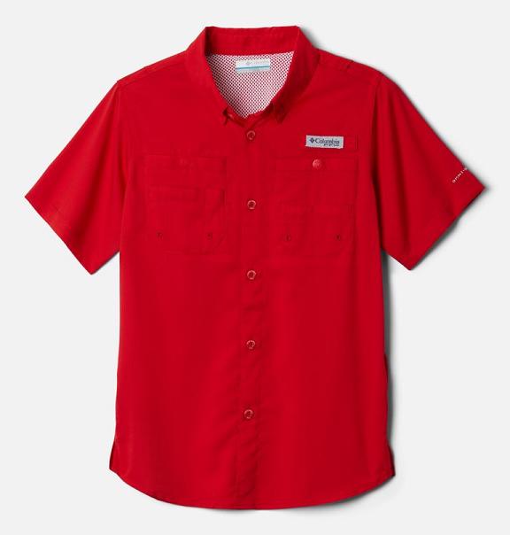 Columbia PFG Tamiami Shirts Red For Boys NZ34825 New Zealand